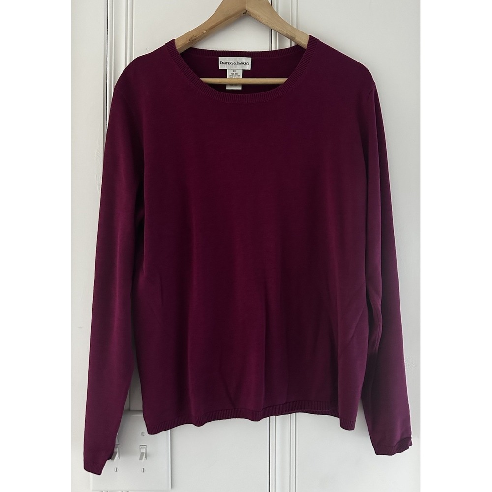 Draper's & Damon's Silk Blend Sweater XL Womens Burgundy Long Sleeve Lightweight